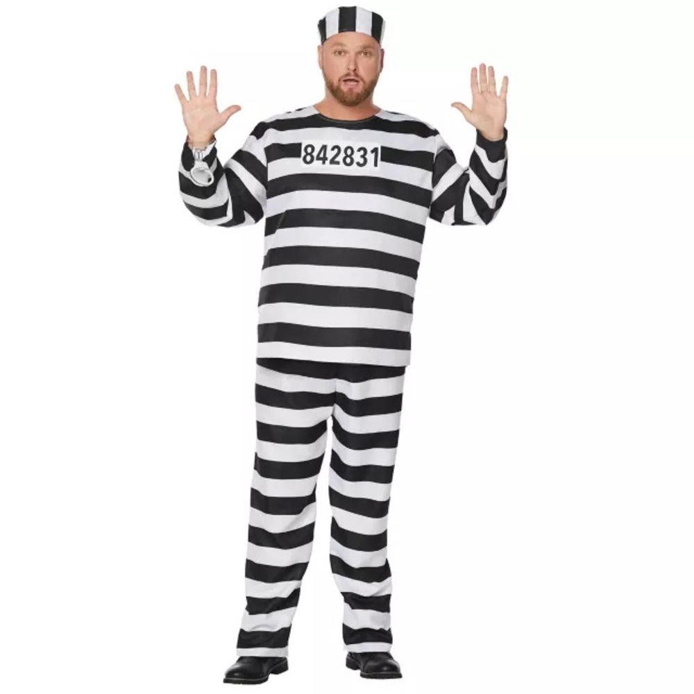 Men’s Plus Size Jailhouse Inmate Halloween Costume